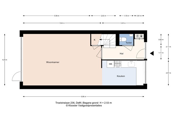 Plattegrond - Troelstralaan 236, 2624 GB Delft - Begane grond.jpeg